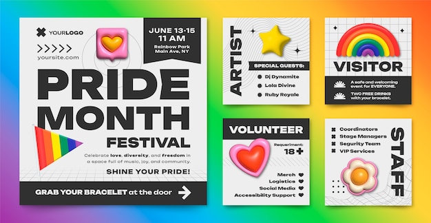 Diseño de banner de Instagram para el mes del orgullo