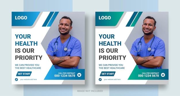 Diseño de banner de instragam para publicación en redes sociales de atención médica médica