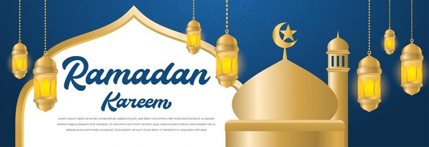 diseño de banner islámico ramadan kareem con estilo árabe y fondo de patrón árabe, eid mubarak