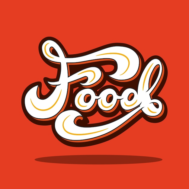 Diseño de Banner con letras Alimentos. Ilustración vectorial