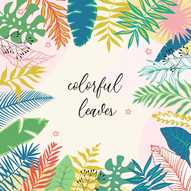 Diseño banner marco flor y hojas primavera fondo para diseño Fondo colorido con plantas tropicales