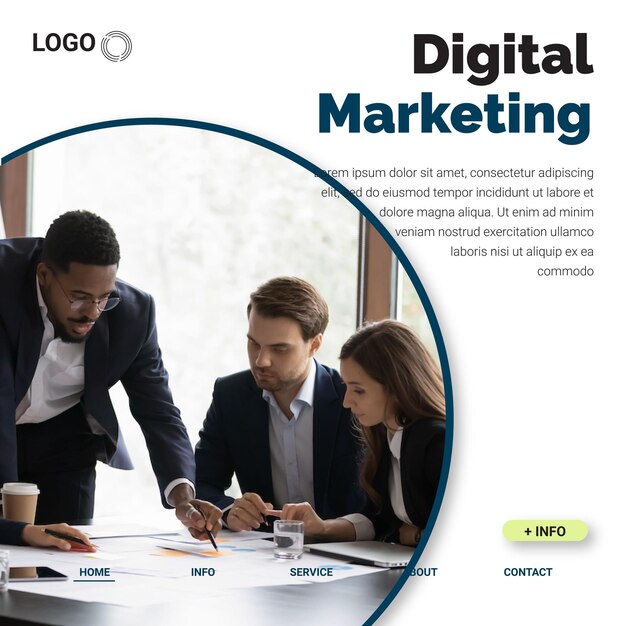 diseño de banner de marketing de negocios digitales