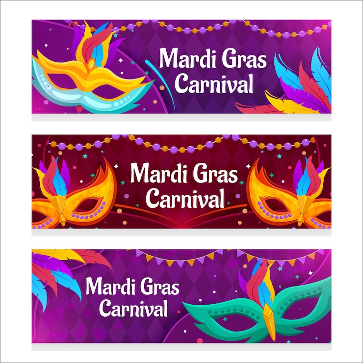 Diseño de banner de máscara de Mardi Gras.