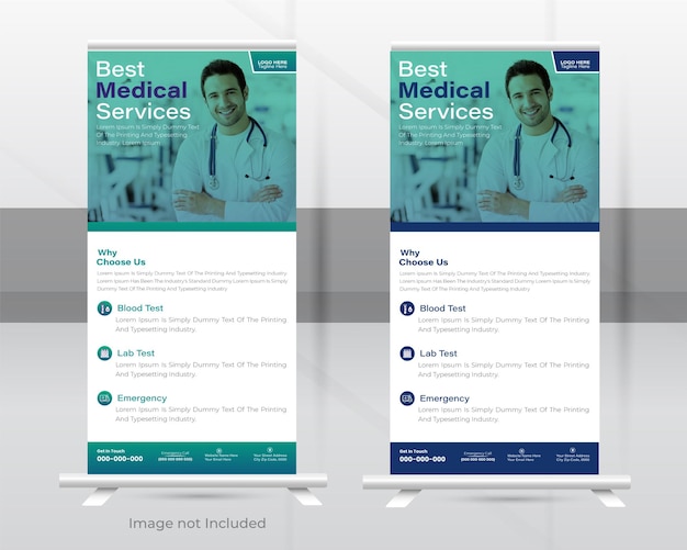 Diseño de banner médico o de atención médica y plantilla de diseño de volante Dl