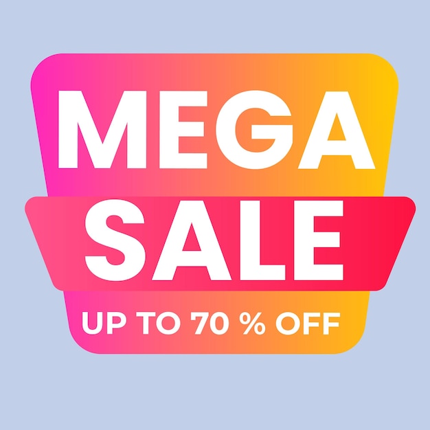 Diseño de banner de mega venta con estilo retro plano de fondo colorido de moda para la promoción de los medios sociales