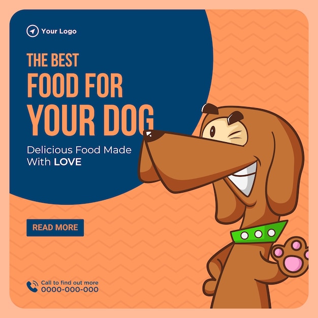 Diseño de banner de la mejor plantilla de comida para tu perro