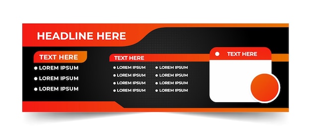 Diseño de banner negro y naranja
