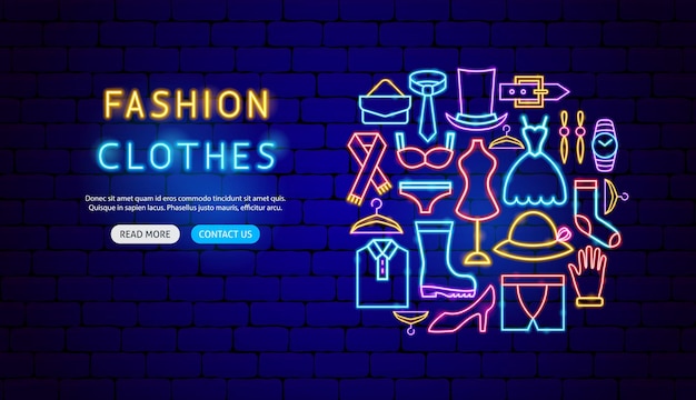 Diseño de banner de neón de ropa de moda