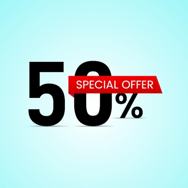 Diseño de banner de oferta especial del 50 por ciento.