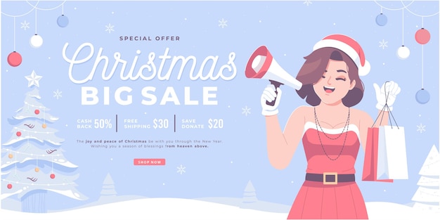 Diseño de banner de oferta especial de gran venta de navidad