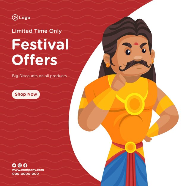 Diseño de banner de ofertas de festivales solo por tiempo limitado