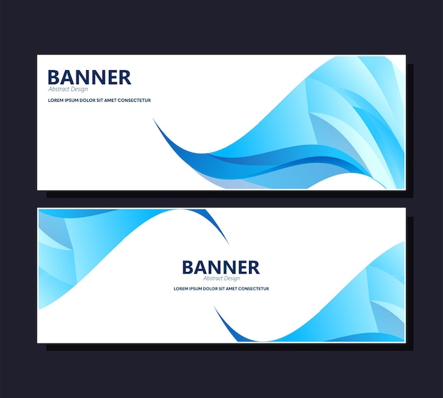 Diseño de banner de onda abstracta azul
