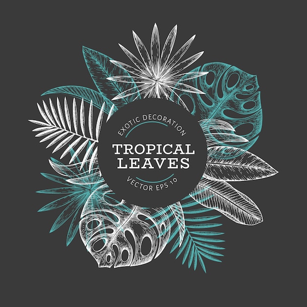 Diseño de banner de plantas tropicales.