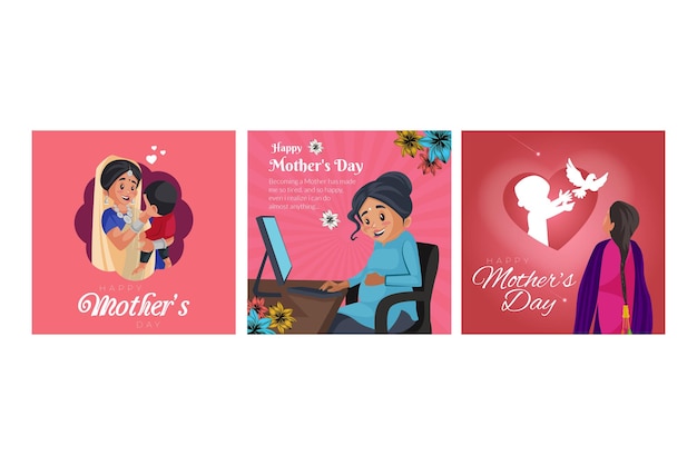 Diseño de banner de plantilla de conjunto de feliz día de la madre