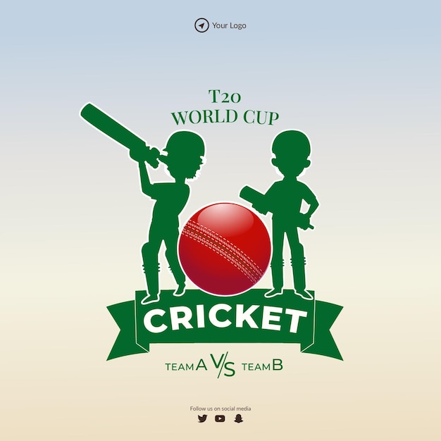 Diseño de banner de plantilla de copa mundial de cricket t20