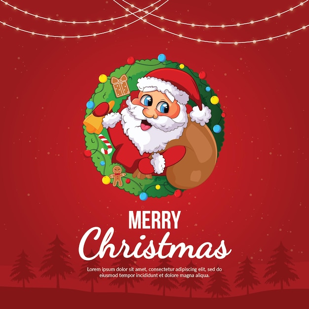 Diseño de banner de plantilla de estilo de dibujos animados de feliz Navidad