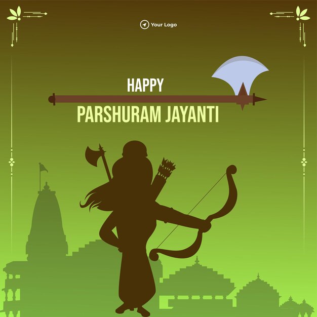 Diseño de banner de plantilla de estilo de dibujos animados feliz parshuram jayanti