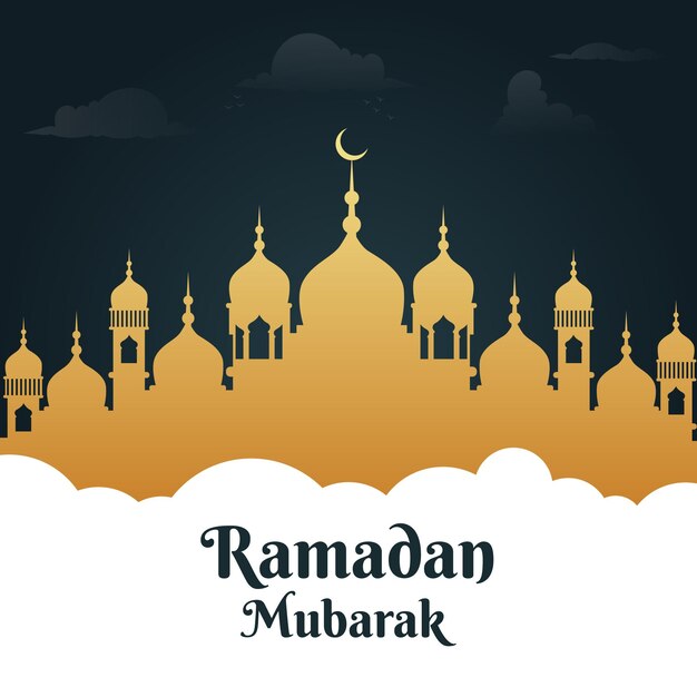 Diseño de banner de la plantilla de estilo de dibujos animados de ramadan mubarak