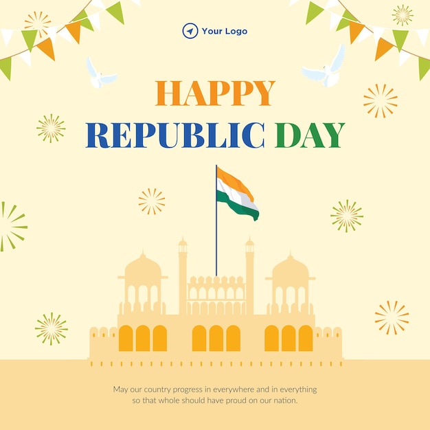 Diseño de banner de plantilla de feliz día de la república india