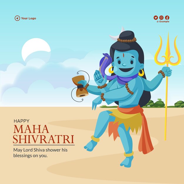 Diseño de banner de plantilla de festival hindú feliz maha shivratri