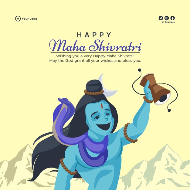 Diseño de banner de plantilla de festival hindú feliz maha shivratri