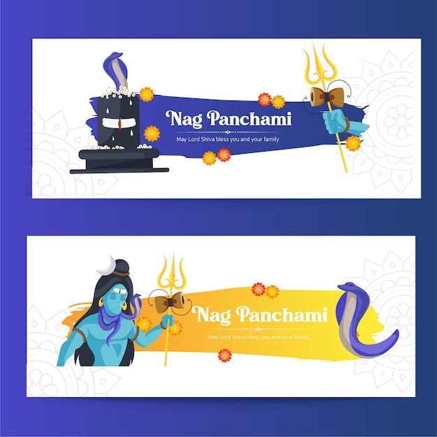Vector diseño de banner de plantilla de festival hindú happy nag panchami