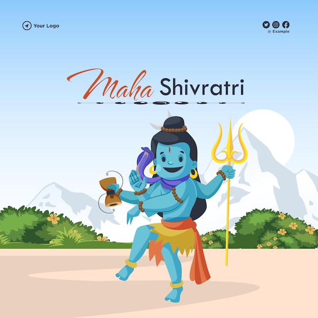 Diseño de banner de la plantilla del festival hindú indio maha shivratri