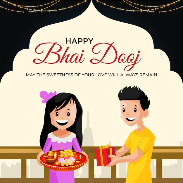 Diseño de banner de la plantilla del festival indio happy bhai dooj