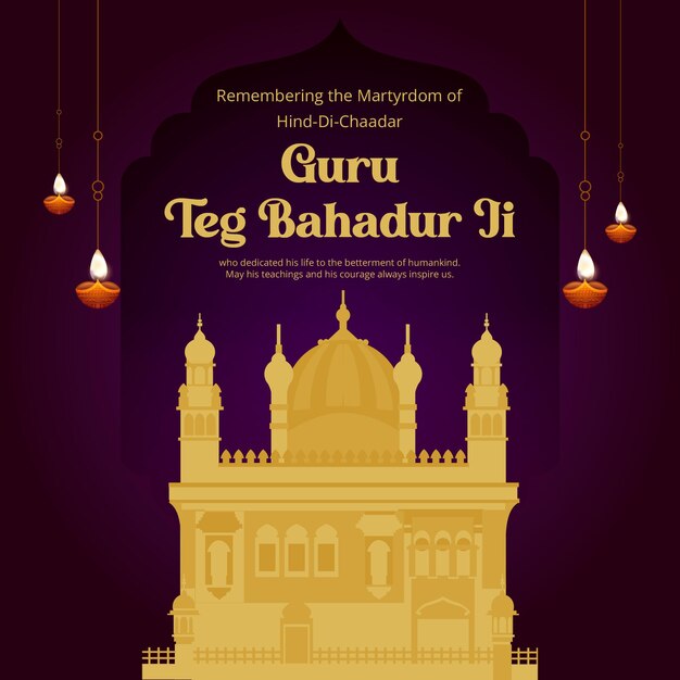 Diseño de banner de la plantilla guru tegh bahadur ji