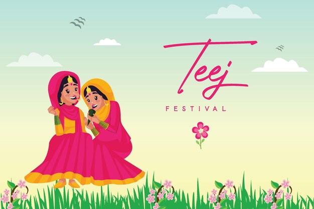 Diseño de banner de plantilla de teej feliz haryali festival indio