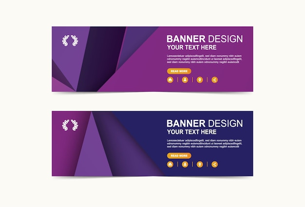 Diseño de banner y plantilla de triángulo púrpura violeta abstracto