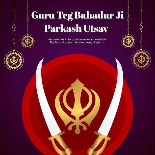 Diseño de banner de la plantilla utsav de guru tegh bahadur ji parkash