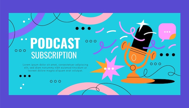 Diseño de banner de podcast dibujado a mano