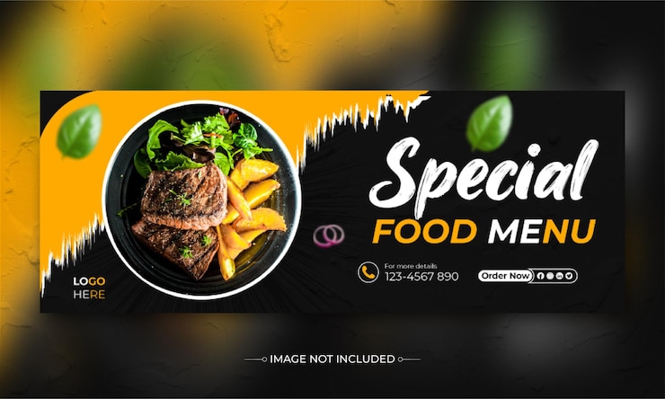 Vector diseño de banner de portada de comida y plantilla de menú de comida especial