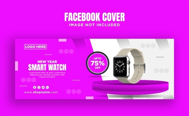 Vector diseño de banner de portada de facebook de reloj inteligente