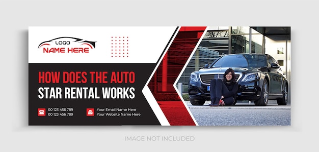 Diseño de banner de portada de redes sociales de alquiler de autos Banner de línea de tiempo de portada de Facebook