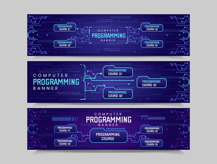 Vector diseño de banner de programación informática diseño de banner para ilustración de vector de software