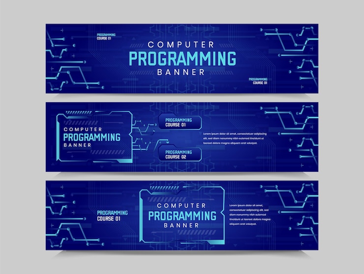 Vector diseño de banner de programación informática diseño de banner para ilustración de vector de software