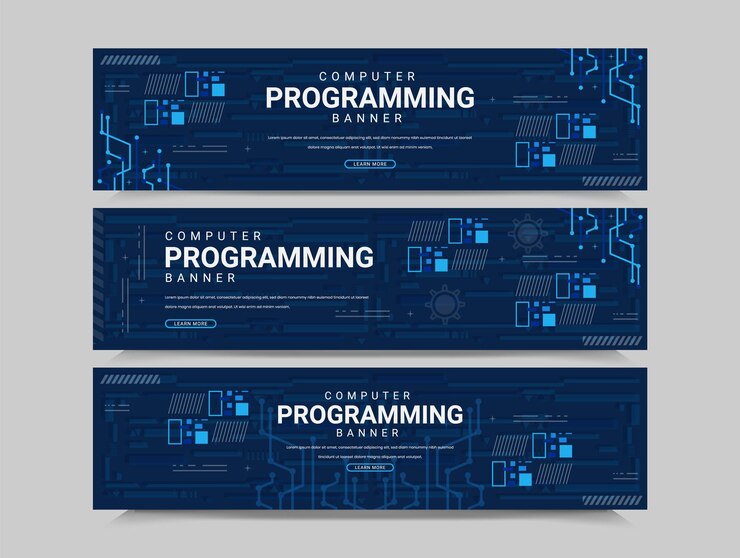 Vector diseño de banner de programación informática diseño de banner para ilustración de vector de software