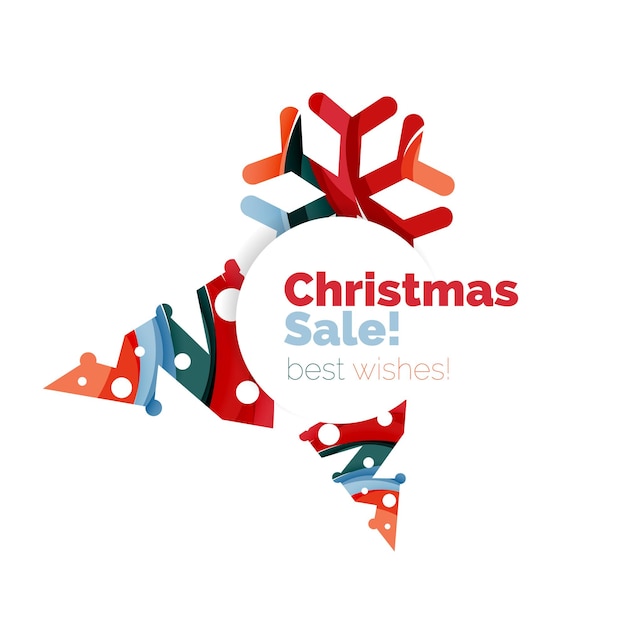 Diseño de banner de promoción de Navidad y Año Nuevo. Elementos de invierno de diseño geométrico con copyspace