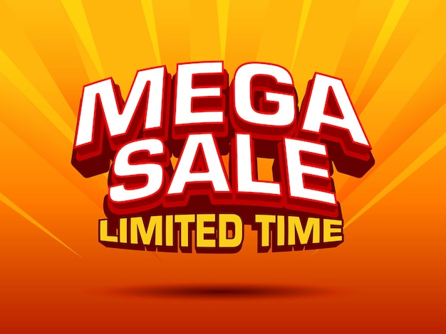 Diseño de banner de promoción oferta de oferta de descuento ilustración de ventas de marketing con texto Mega Sale