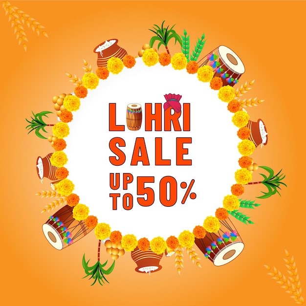 Diseño de banner y publicación de fondo de venta de festival feliz lohri india