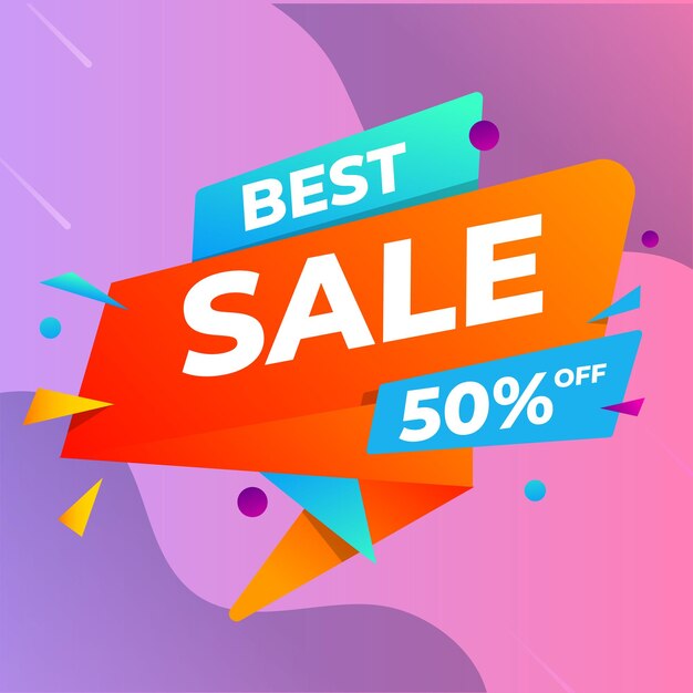 Diseño de banner publicitario con oferta de descuento del 60% en fondo abstracto de arte fluido