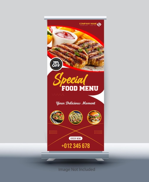 Diseño de banner de puesto de comida roll up banner
