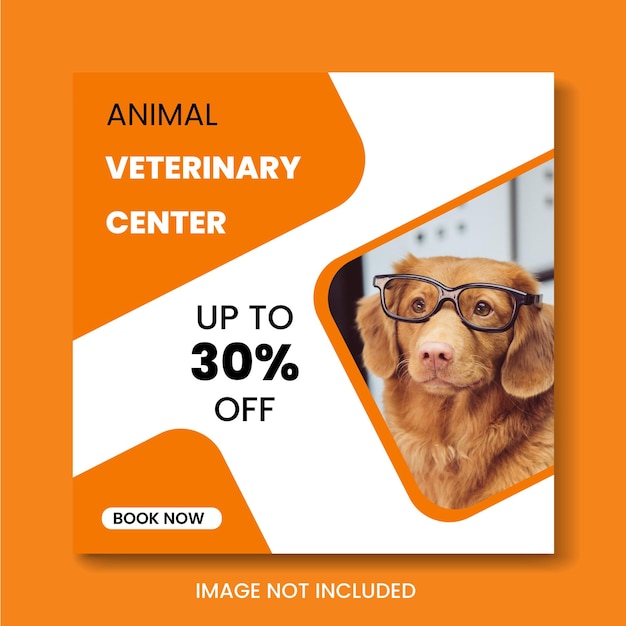 Diseño de banner de redes sociales de plantilla de clínica veterinaria para mascotas