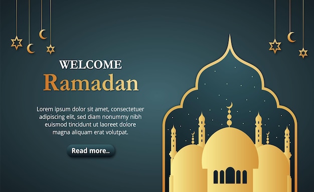 Diseño de banner de redes sociales de saludos de ramadán