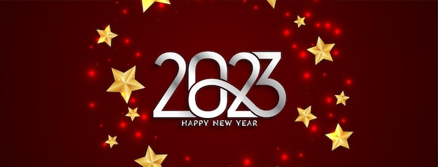 Diseño de banner de saludo de celebración de feliz año nuevo 2023