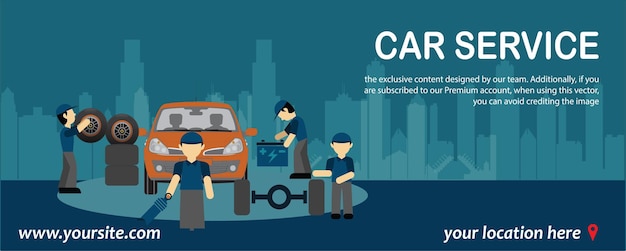 Diseño de banner de servicio de coche.