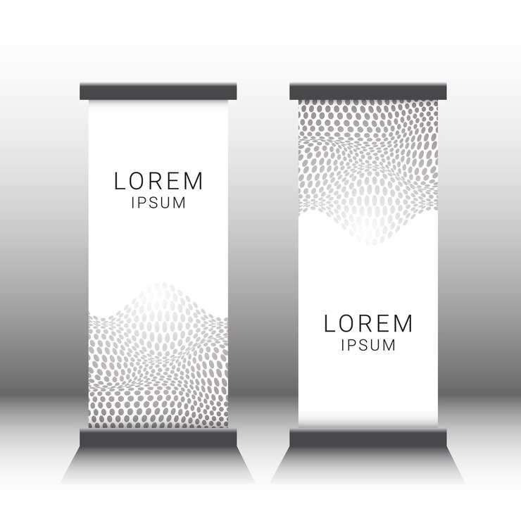 Diseño de banner standee con semitonos.