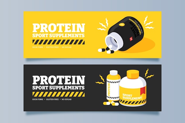 Diseño de banner de suplementos de proteínas.